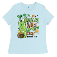 Baby Blue st. patricks day jesus fills my cup Ladies Tee - MaliasSmallBusiness