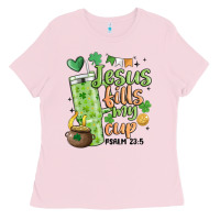 Bubblegum Pink st. patricks day jesus fills my cup Ladies Tee - MaliasSmallBusiness