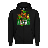 Black St. Patrick's Texas map Zipper Hoodie - OliviaCreatesArt