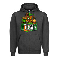 Charcoal Heather St. Patrick's Texas map Zipper Hoodie - OliviaCreatesArt