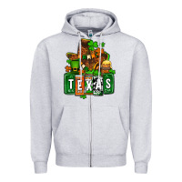 Heather Grey St. Patrick's Texas map Zipper Hoodie - OliviaCreatesArt