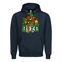 Navy St. Patrick's Texas map Zipper Hoodie - OliviaCreatesArt
