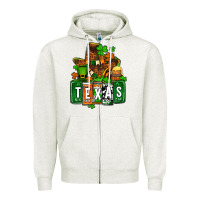 Oatmeal Heather St. Patrick's Texas map Zipper Hoodie - OliviaCreatesArt