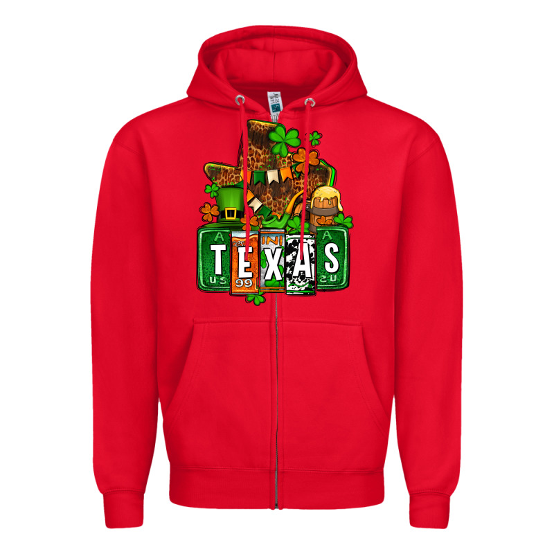 St. Patrick's Texas Map Zipper Hoodie by OliviaCreatesArt | Teevron