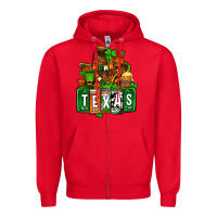 Red St. Patrick's Texas map Zipper Hoodie - OliviaCreatesArt