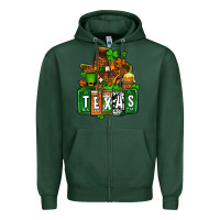 Sports Green St. Patrick's Texas map Zipper Hoodie - OliviaCreatesArt