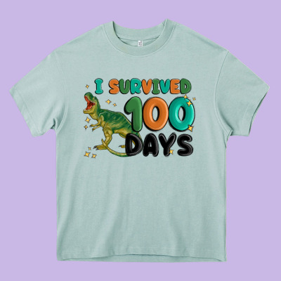 I Survived 100 Days Heavy Core Tee Designed By Maliassmallbusiness