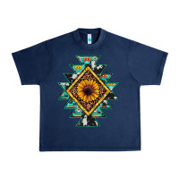 Navy aztec leopard sunflower Urban Heavy Tee - JahusDesignShop