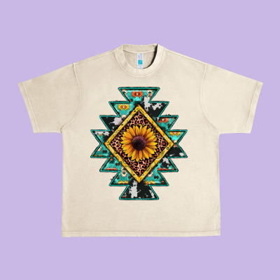 Aztec Leopard Sunflower Urban Heavy Tee Designed By Jahusdesignshop