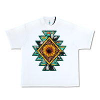 White aztec leopard sunflower Urban Heavy Tee - JahusDesignShop