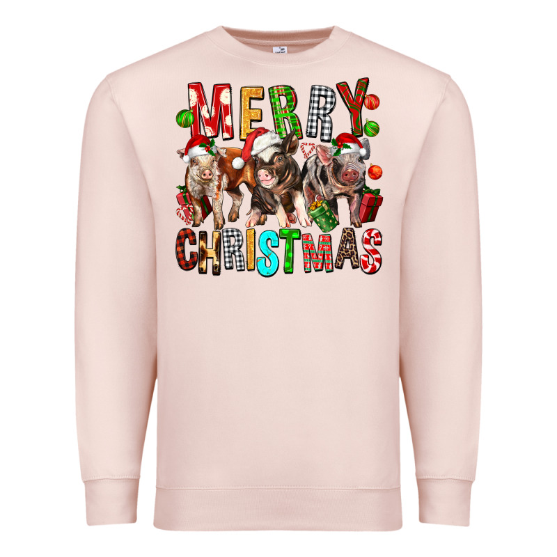 Merry Christmas Pigs Premium Sweatshirt by FaDigitalArtStudio | Teevron