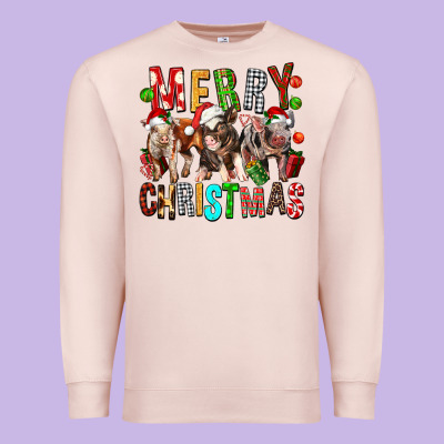 Merry Christmas Pigs Premium Sweatshirt Designed By Fadigitalartstudio