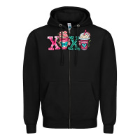 Black xoxo coffee cups Zipper Hoodie - OliviaCreatesArt