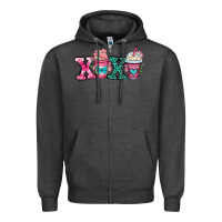 Charcoal Heather xoxo coffee cups Zipper Hoodie - OliviaCreatesArt
