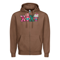 Chestnut xoxo coffee cups Zipper Hoodie - OliviaCreatesArt