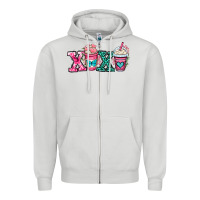 Dove Grey xoxo coffee cups Zipper Hoodie - OliviaCreatesArt