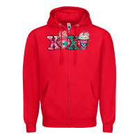 Red xoxo coffee cups Zipper Hoodie - OliviaCreatesArt