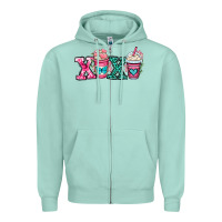 Seafoam xoxo coffee cups Zipper Hoodie - OliviaCreatesArt