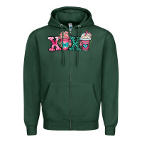 Sports Green xoxo coffee cups Zipper Hoodie - OliviaCreatesArt