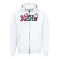 White xoxo coffee cups Zipper Hoodie - OliviaCreatesArt