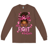 Chestnut pray fight believe breast cancer afro messy Long Sleeve Tee - texasbilliewilder
