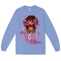 Colony Blue pray fight believe breast cancer afro messy Long Sleeve Tee - texasbilliewilder