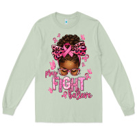 Matcha pray fight believe breast cancer afro messy Long Sleeve Tee - texasbilliewilder