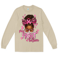 Mushroom pray fight believe breast cancer afro messy Long Sleeve Tee - texasbilliewilder