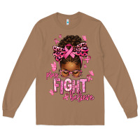 Toasted Coconut pray fight believe breast cancer afro messy Long Sleeve Tee - texasbilliewilder