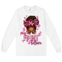 White pray fight believe breast cancer afro messy Long Sleeve Tee - texasbilliewilder