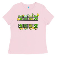Bubblegum Pink patricks day pencils Ladies Tee - MaliasSmallBusiness
