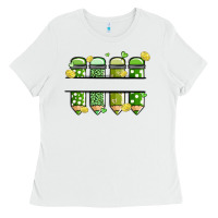 White patricks day pencils Ladies Tee - MaliasSmallBusiness
