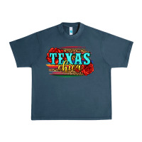 Midnight Navy Texas Chica with roses Urban Heavy Tee - Jasminsmagicworld