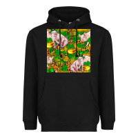 Black St patricks  day pig with candy and pot of gold  seamless pattern Heavyweight Hoodie - FaDigitalArtStudio