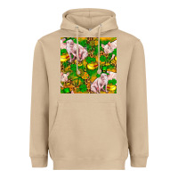 Mushroom St patricks  day pig with candy and pot of gold  seamless pattern Heavyweight Hoodie - FaDigitalArtStudio