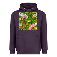 Plum St patricks  day pig with candy and pot of gold  seamless pattern Heavyweight Hoodie - FaDigitalArtStudio