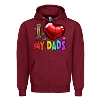 Burgundy i love my dads Zipper Hoodie - OliviaCreatesArt