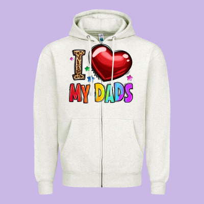 I Love My Dads Zipper Hoodie Designed By Oliviacreatesart