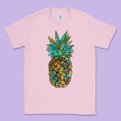 Leopar Turquoise Pineapple Classic Tee Designed By Jahusdesignshop