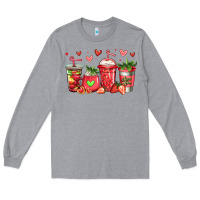 Heather Grey strawberry coffee cups Long Sleeve Tee - Jasminsmagicworld