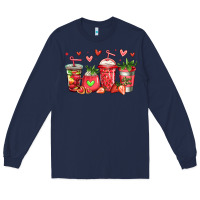Navy strawberry coffee cups Long Sleeve Tee - Jasminsmagicworld