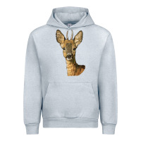 Heather Grey Red brocket Deer Head Urban Hoodie - LillyAllenDesigns