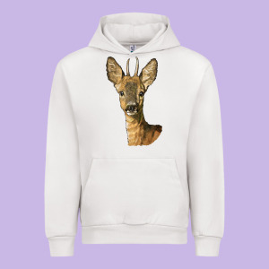 Red Brocket Deer Head Urban Hoodie Designed By Lillyallendesigns