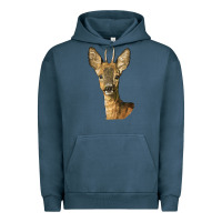 Pigment Midnight Navy Red brocket Deer Head Urban Hoodie - LillyAllenDesigns