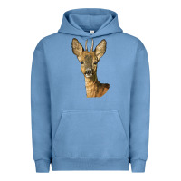 Pigment Pebble Blue Red brocket Deer Head Urban Hoodie - LillyAllenDesigns