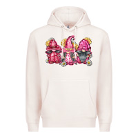 Pale Pink breast cancer gnomes Premium Hoodie - FaDigitalArtStudio