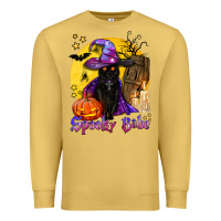 Antique Gold spooky babe black witch cat Premium Sweatshirt - BundleAndBundleShop