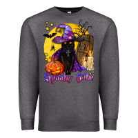 Charcoal Heather spooky babe black witch cat Premium Sweatshirt - BundleAndBundleShop