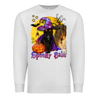 Oatmeal Heather spooky babe black witch cat Premium Sweatshirt - BundleAndBundleShop