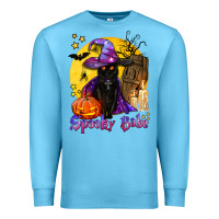 Ocean Blue spooky babe black witch cat Premium Sweatshirt - BundleAndBundleShop